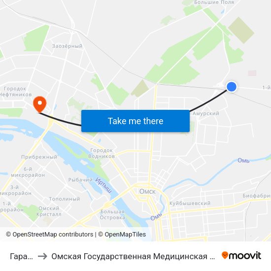 Гаражи to Омская Государственная Медицинская Академия map
