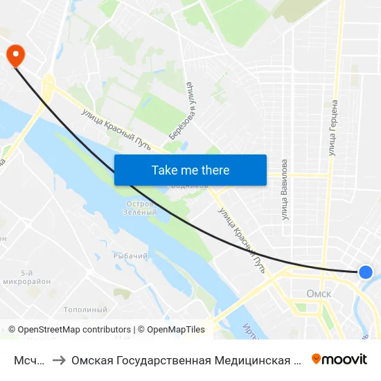 Мсч-10 to Омская Государственная Медицинская Академия map