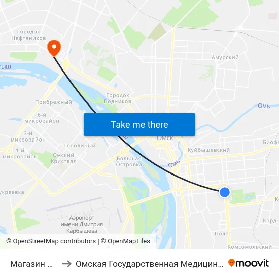 Магазин Мысль to Омская Государственная Медицинская Академия map