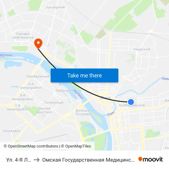 Ул. 4-Я Линия to Омская Государственная Медицинская Академия map