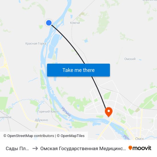 Сады Пластик to Омская Государственная Медицинская Академия map