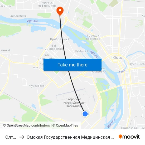 Олтуга to Омская Государственная Медицинская Академия map