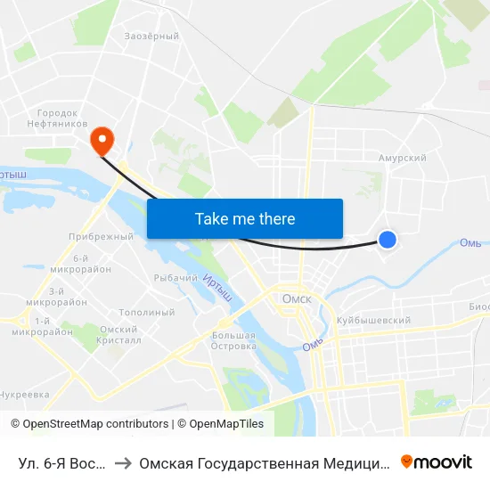 Ул. 6-Я Восточная to Омская Государственная Медицинская Академия map