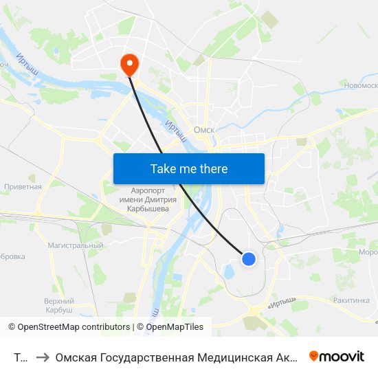 Тпк to Омская Государственная Медицинская Академия map