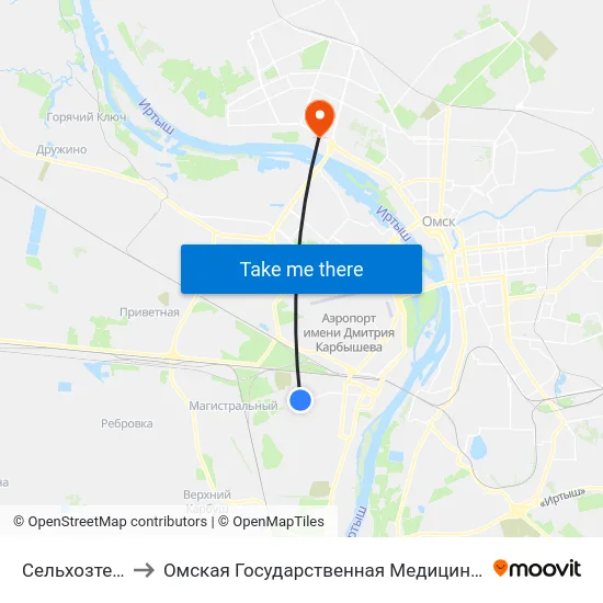 Сельхозтехника to Омская Государственная Медицинская Академия map
