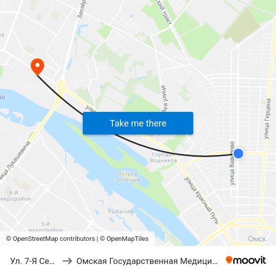 Ул. 7-Я Северная to Омская Государственная Медицинская Академия map