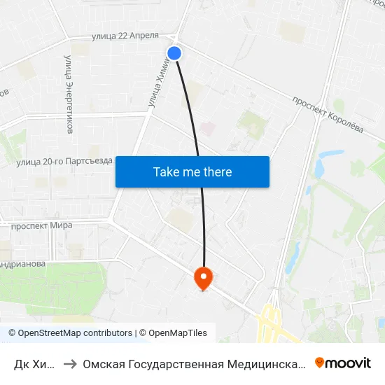 Дк Химик to Омская Государственная Медицинская Академия map