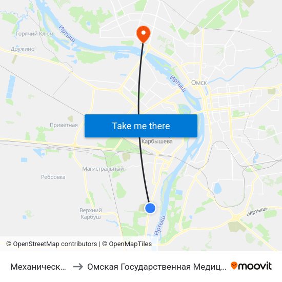 Механический Завод to Омская Государственная Медицинская Академия map