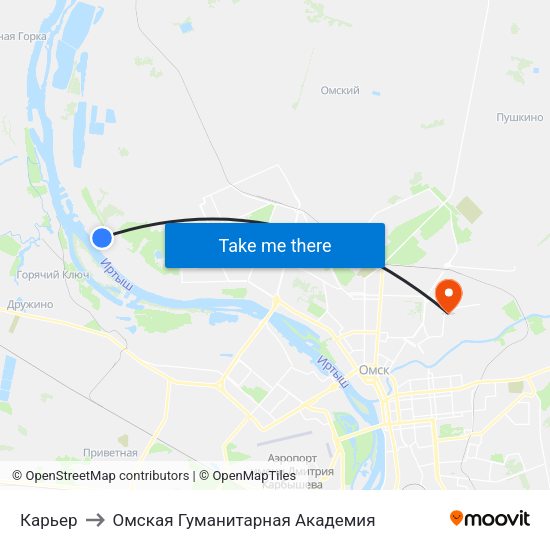 Карьер to Омская Гуманитарная Академия map