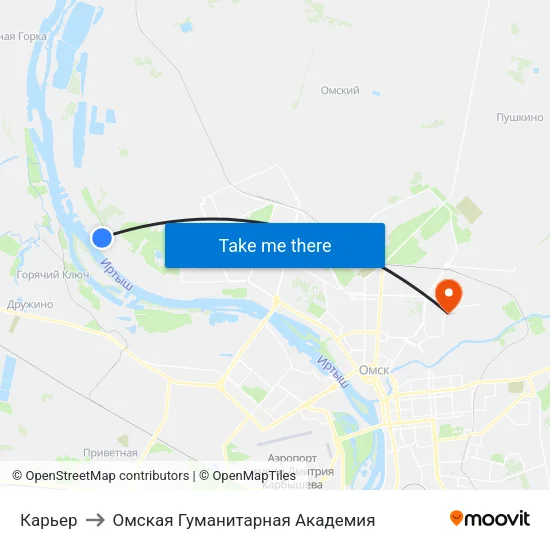 Карьер to Омская Гуманитарная Академия map