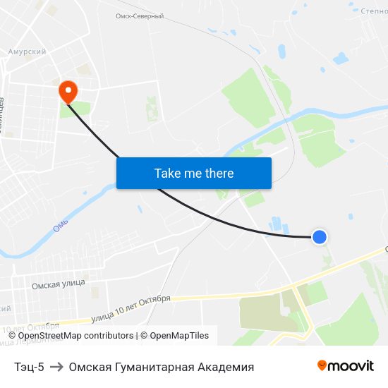 Тэц-5 to Омская Гуманитарная Академия map