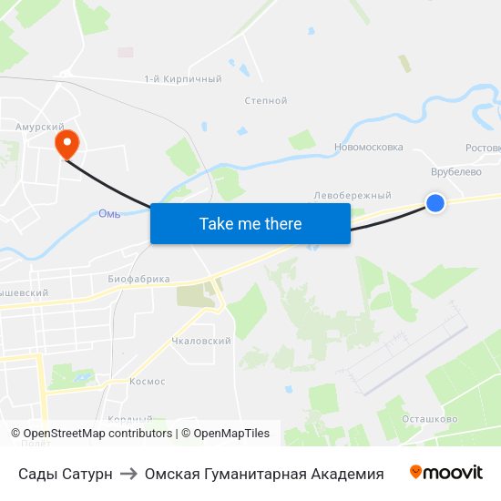 Сады Сатурн to Омская Гуманитарная Академия map