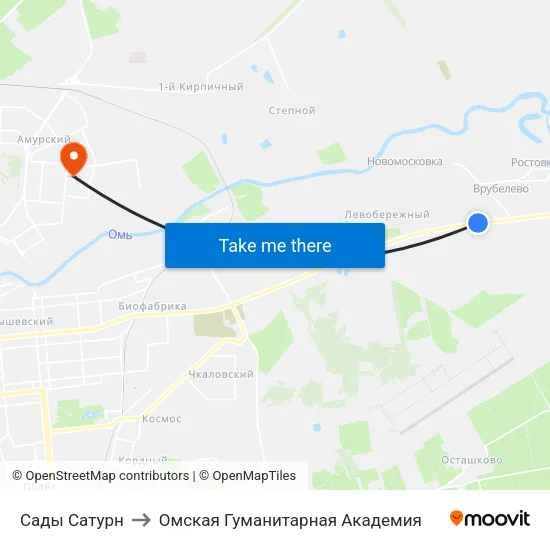 Сады Сатурн to Омская Гуманитарная Академия map