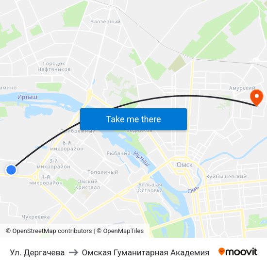 Ул. Дергачева to Омская Гуманитарная Академия map