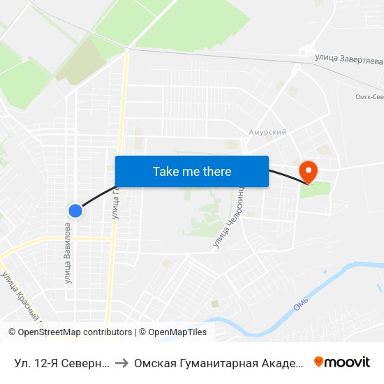 Ул. 12-Я Северная to Омская Гуманитарная Академия map