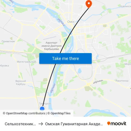 Сельхозтехникум to Омская Гуманитарная Академия map