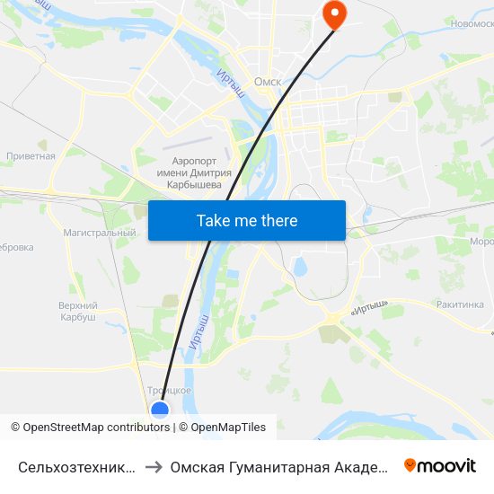 Сельхозтехникум to Омская Гуманитарная Академия map