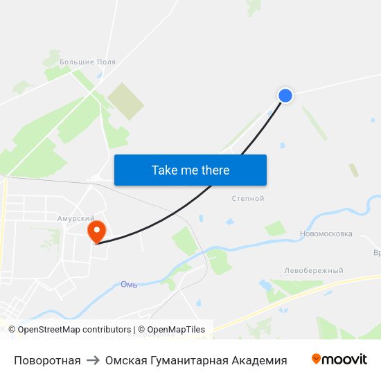 Поворотная to Омская Гуманитарная Академия map