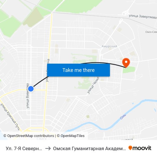 Ул. 7-Я Северная to Омская Гуманитарная Академия map