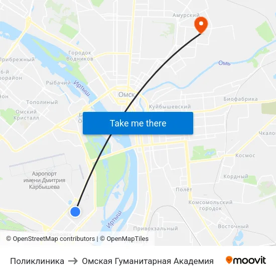 Поликлиника to Омская Гуманитарная Академия map
