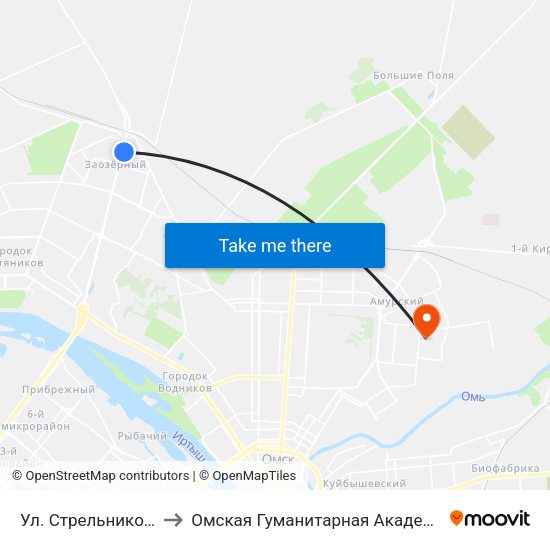 Ул. Стрельникова to Омская Гуманитарная Академия map