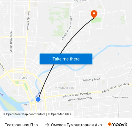 Театральная Площадь to Омская Гуманитарная Академия map