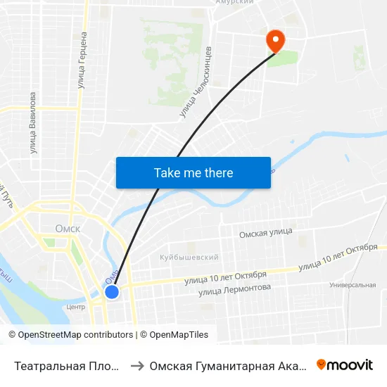 Театральная Площадь to Омская Гуманитарная Академия map