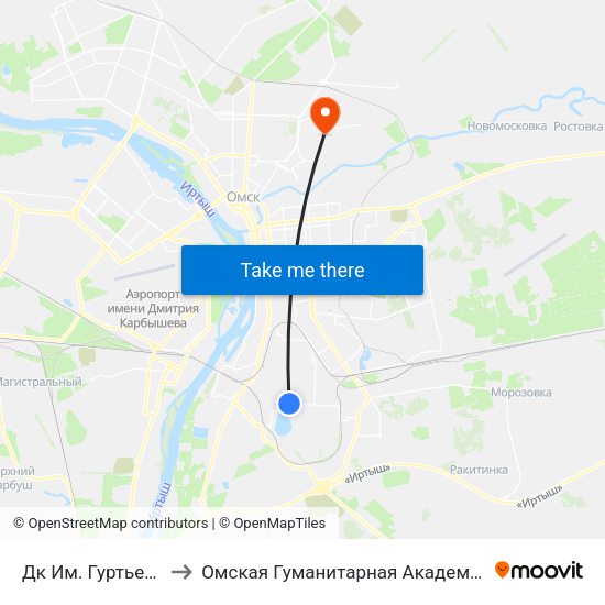 Дк Им. Гуртьева to Омская Гуманитарная Академия map