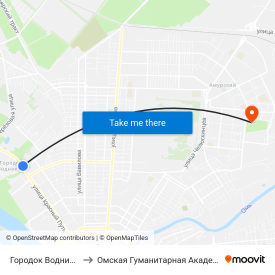 Городок Водников to Омская Гуманитарная Академия map