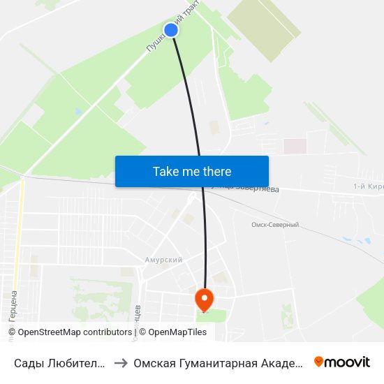 Сады Любитель-2 to Омская Гуманитарная Академия map