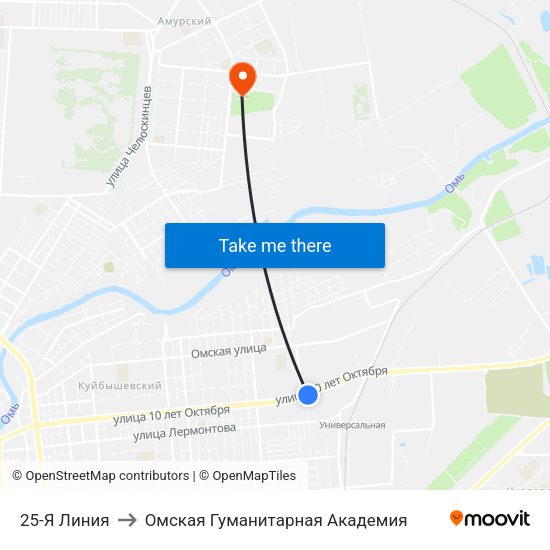 25-Я Линия to Омская Гуманитарная Академия map
