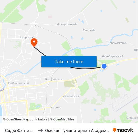 Сады Фантазия to Омская Гуманитарная Академия map
