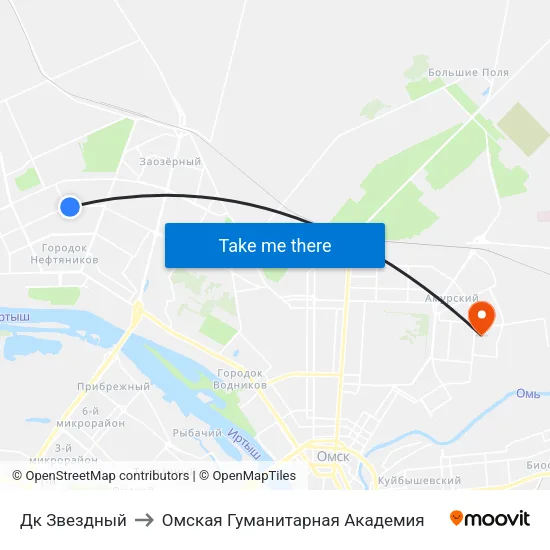 Дк Звездный to Омская Гуманитарная Академия map