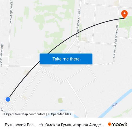 Бутырский Базар to Омская Гуманитарная Академия map