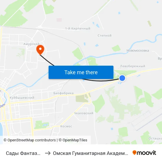 Сады Фантазия to Омская Гуманитарная Академия map