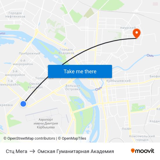 Стц Мега to Омская Гуманитарная Академия map