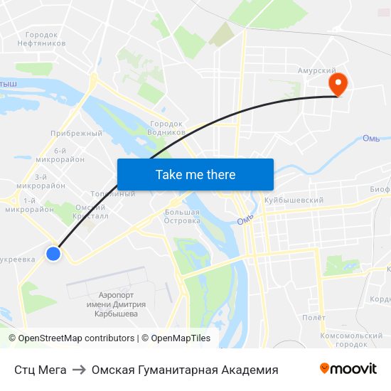 Стц Мега to Омская Гуманитарная Академия map
