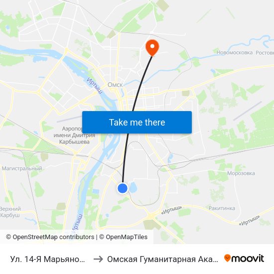 Ул. 14-Я Марьяновская to Омская Гуманитарная Академия map