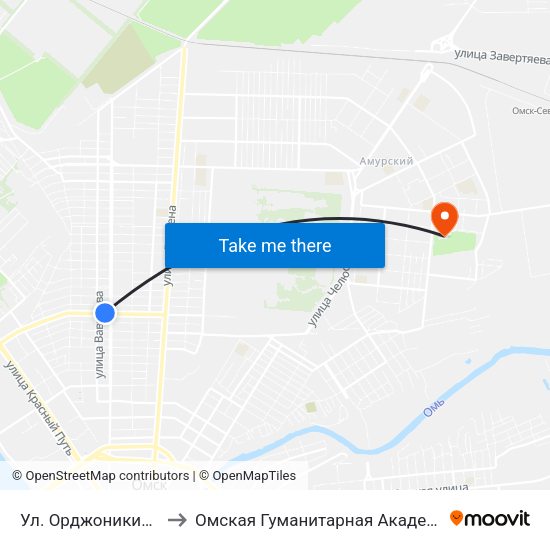 Ул. Орджоникидзе to Омская Гуманитарная Академия map