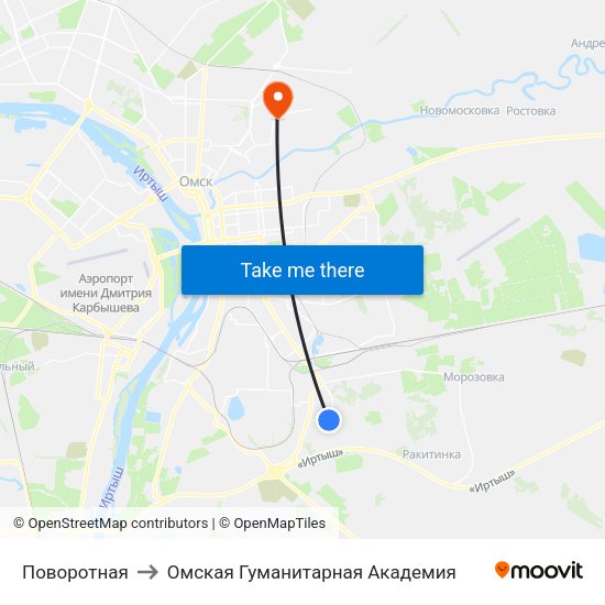 Поворотная to Омская Гуманитарная Академия map