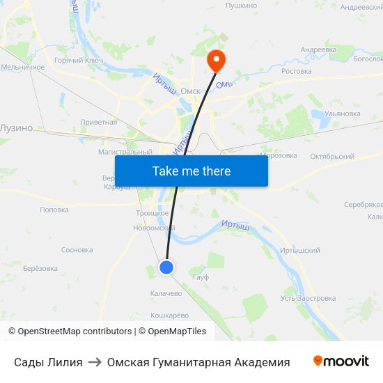 Сады Лилия to Омская Гуманитарная Академия map