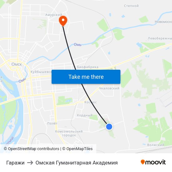 Гаражи to Омская Гуманитарная Академия map