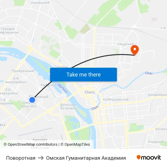 Поворотная to Омская Гуманитарная Академия map