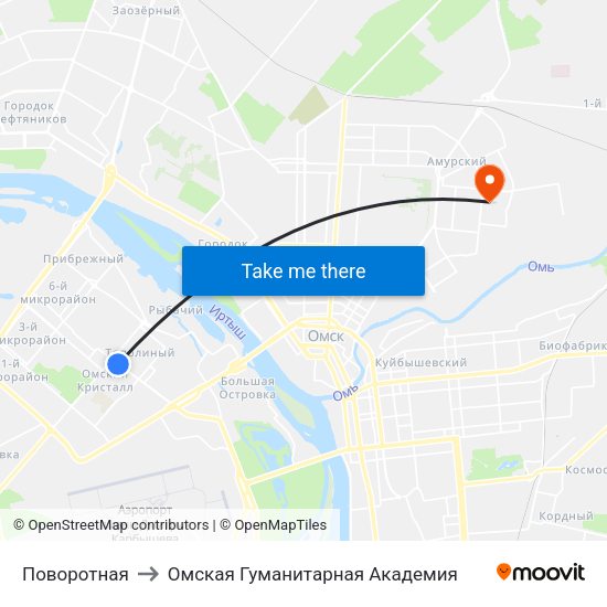 Поворотная to Омская Гуманитарная Академия map