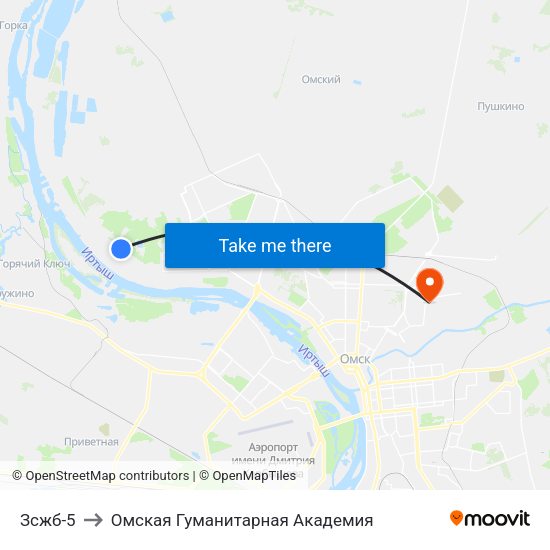 Зсжб-5 to Омская Гуманитарная Академия map