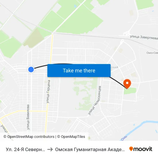 Ул. 24-Я Северная to Омская Гуманитарная Академия map