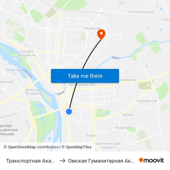Транспортная Академия to Омская Гуманитарная Академия map