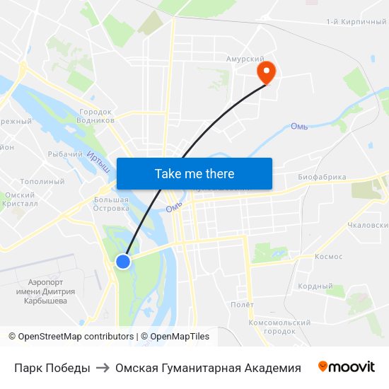 Парк Победы to Омская Гуманитарная Академия map