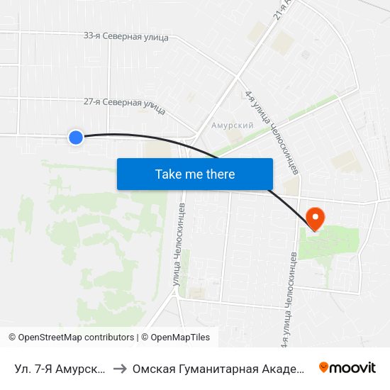 Ул. 7-Я Амурская to Омская Гуманитарная Академия map