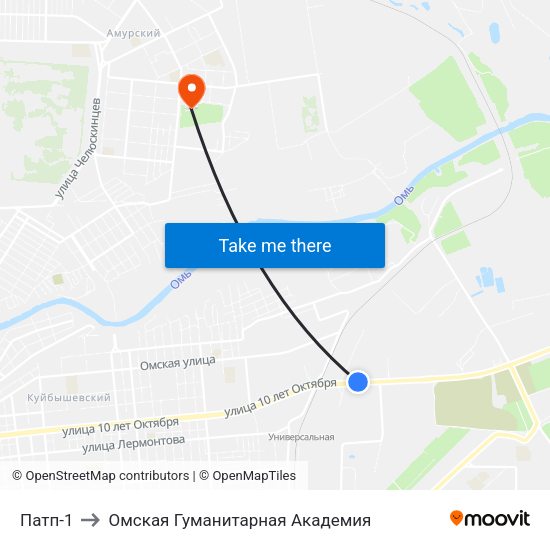 Патп-1 to Омская Гуманитарная Академия map